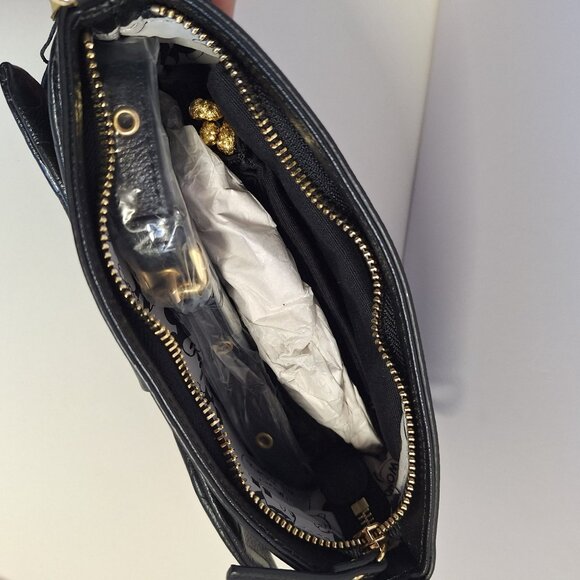 Disney Store Black Minnie Mouse Polka Dot Bow Lrather Gold Accents Dust Bag New - Picture 9 of 10